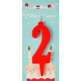 Свічка в торт червона цифра 2